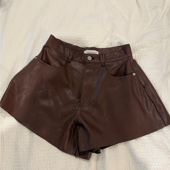 WeWoreWhat Pants - Leather shorts brown 26 WeWoreWhat